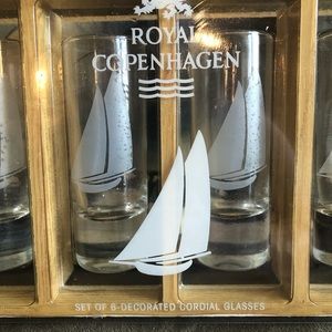 Royal Copenhagen Set 6 Sailboat Cordial Glasses